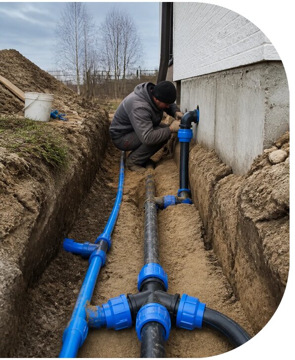 Монтаж наружного водопровода на участке под ключ в Батайске